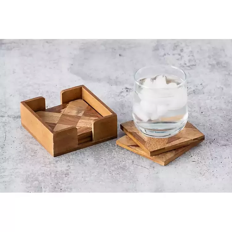 Wood Tile Coasters and Holder, Set of 5>Kirklands Home Cheap