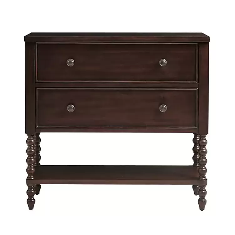 brown_wood_turned_legs_drawer_chest_2.webp Wood Turned Legs 2-Drawer Chest>Kirklands Home Flash Sale