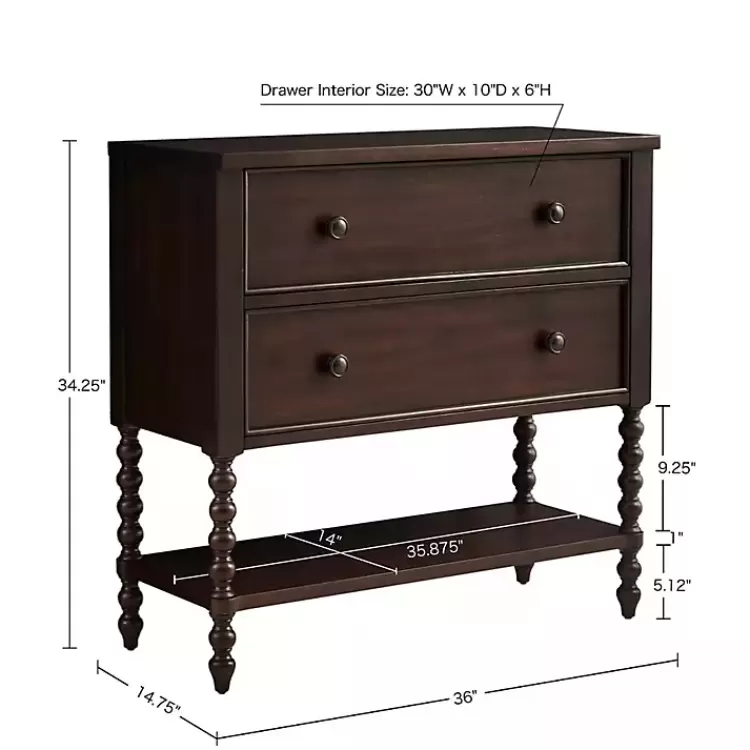 brown_wood_turned_legs_drawer_chest_8.webp Wood Turned Legs 2-Drawer Chest>Kirklands Home Flash Sale