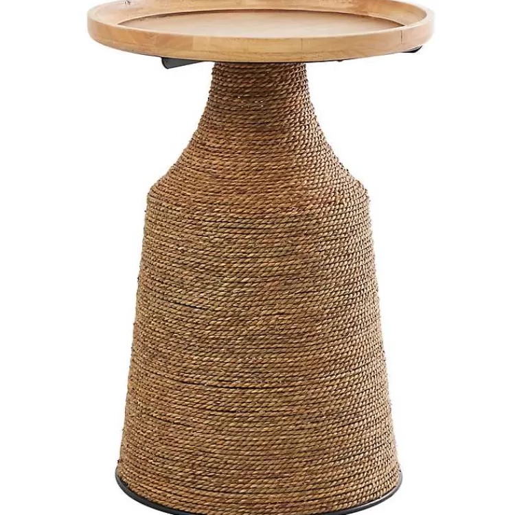 brown_wood_wrapped_accent_table_3.webp Wood Wrapped Accent Table>Kirklands Home Online