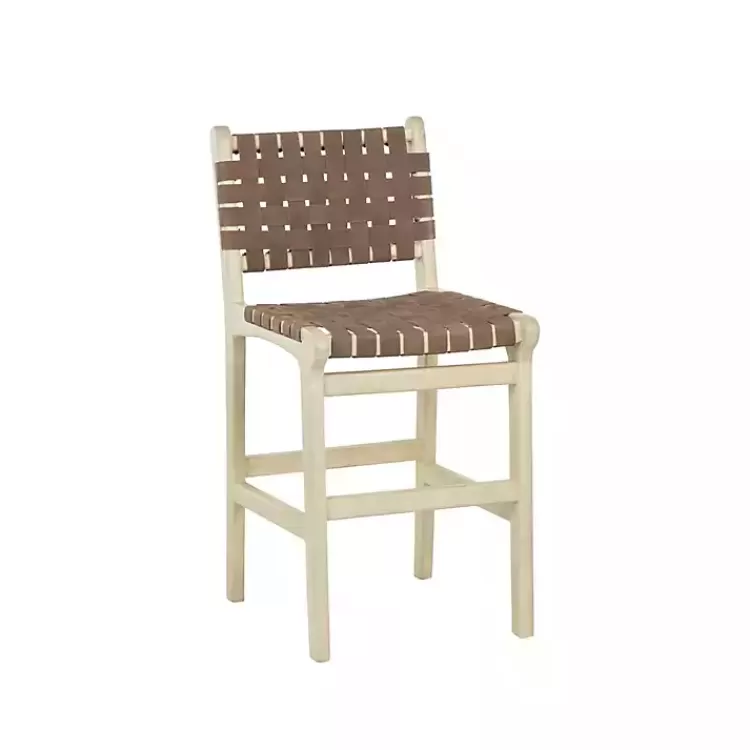 Woven Leather Wooden Counter Stool>Kirklands Home New
