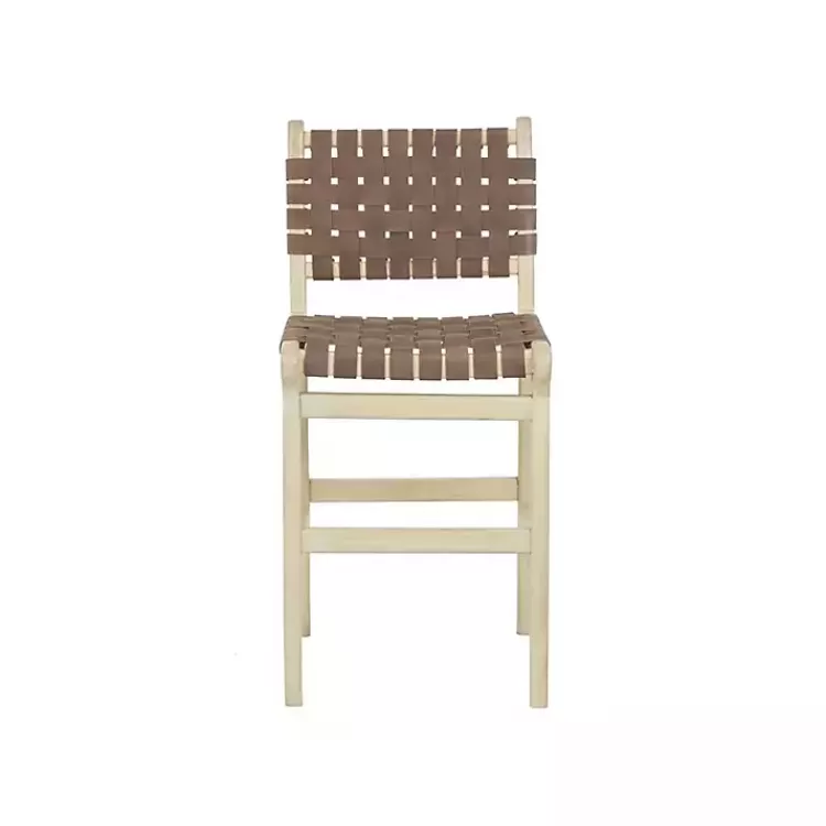 brown_woven_leather_wooden_counter_stool_2.webp Woven Leather Wooden Counter Stool>Kirklands Home New