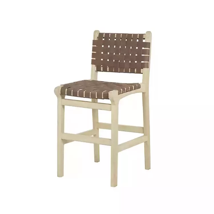 brown_woven_leather_wooden_counter_stool_3.webp Woven Leather Wooden Counter Stool>Kirklands Home New