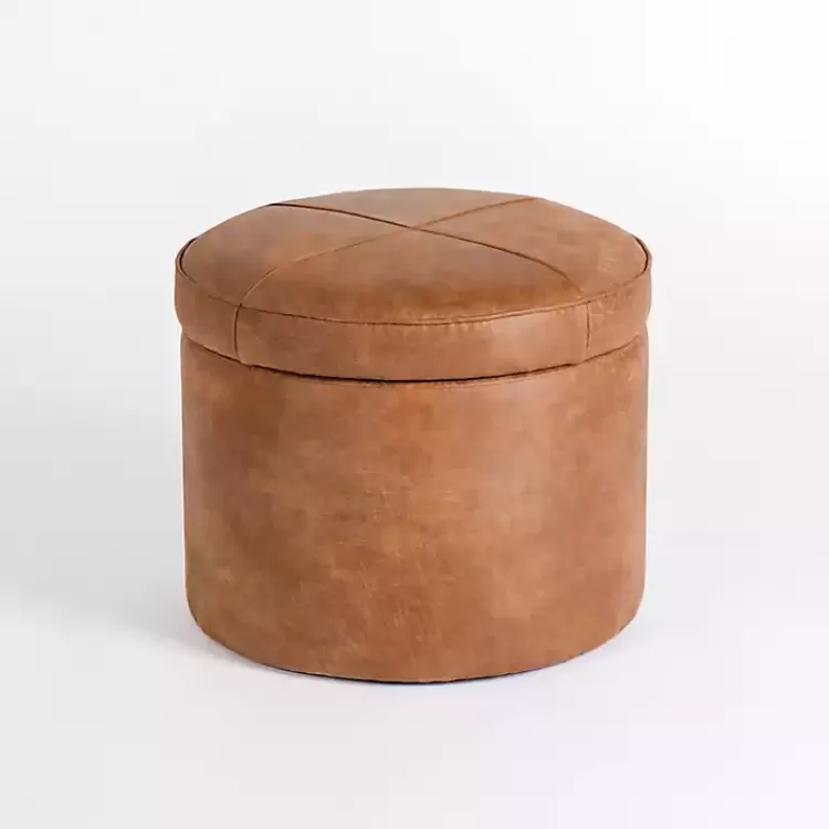 Wyatt Faux Leather Storage Ottoman>Kirklands Home Online