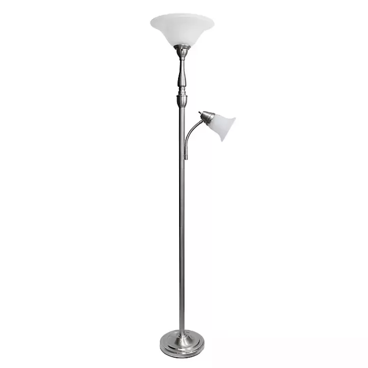 Brushed Nickel Base Marble Glass Shade Floor Lamp>Kirklands Home Clearance