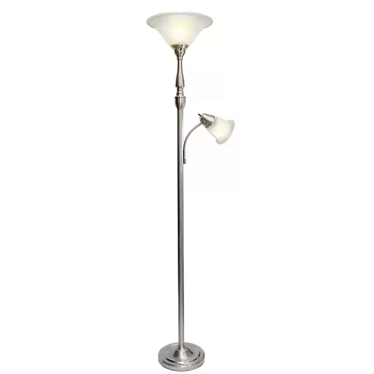 Brushed Nickel Base Marble Glass Shade Floor Lamp>Kirklands Home Clearance