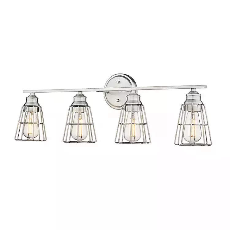 Brushed Nickel Cage Shade Vanity Light>Kirklands Home Discount