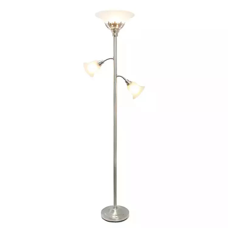 Brushed Nickel 3-Scallop Glass Floor Lamp>Kirklands Home Discount