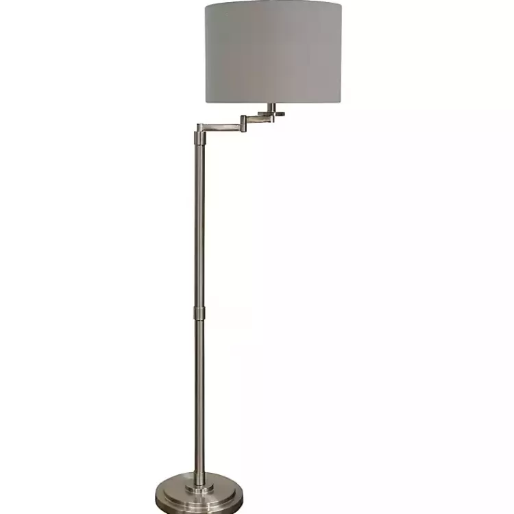 Brushed Steel Adjustable Swing Arm Floor Lamp>Kirklands Home Best Sale