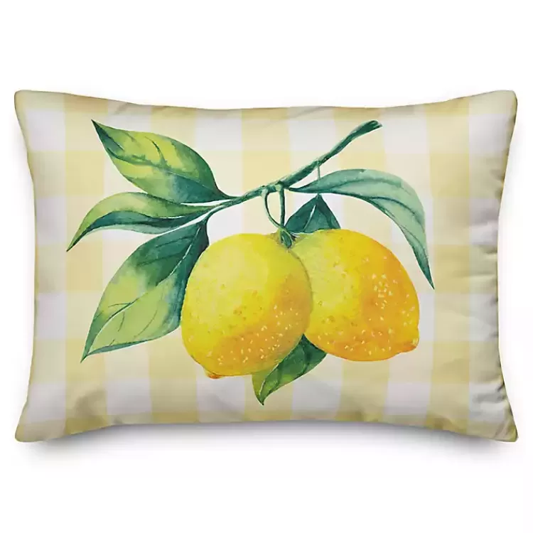 Buffalo Check Lemon Outdoor Pillow>Kirklands Home Cheap