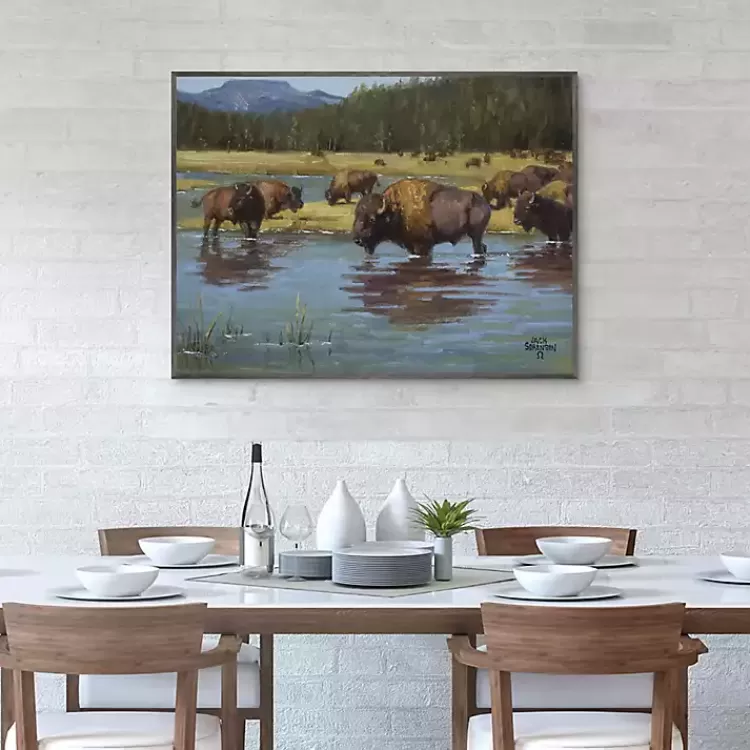 Buffalo Crossing Framed Canvas Art Print>Kirklands Home New