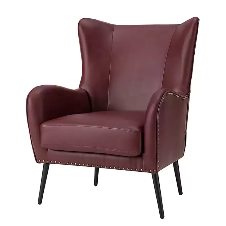 Burgundy Faux Leather Accent Chair>Kirklands Home Cheap