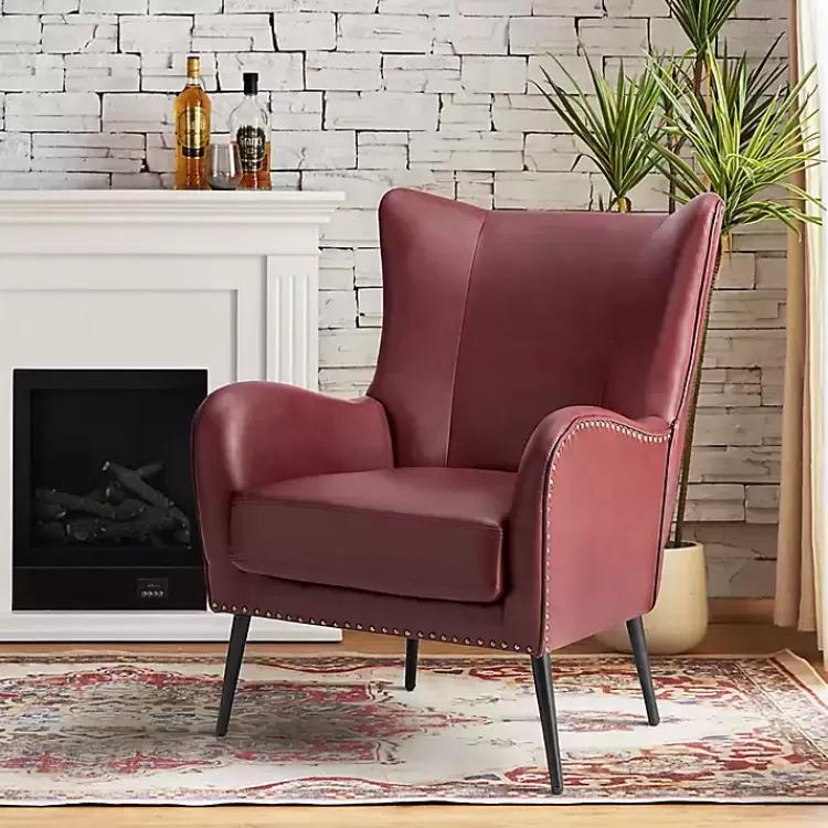 Burgundy Faux Leather Accent Chair>Kirklands Home Cheap