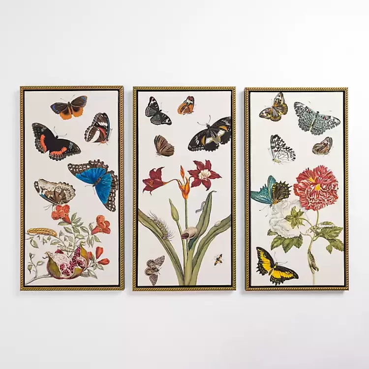 Butterfly Swarm Framed Canvas Art Prints, Set of 3>Kirklands Home Best