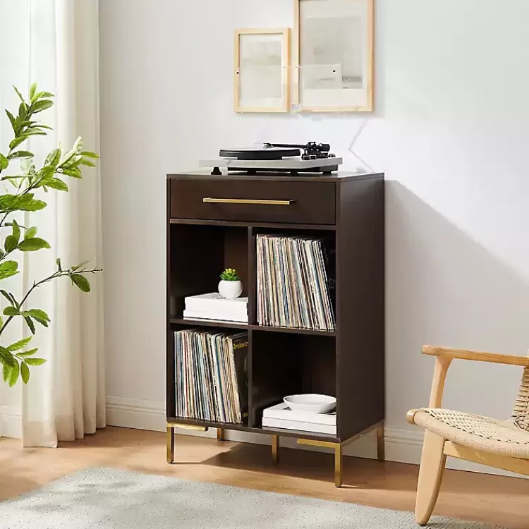 Cadence Gold Record Storage Bookcase>Kirklands Home Flash Sale