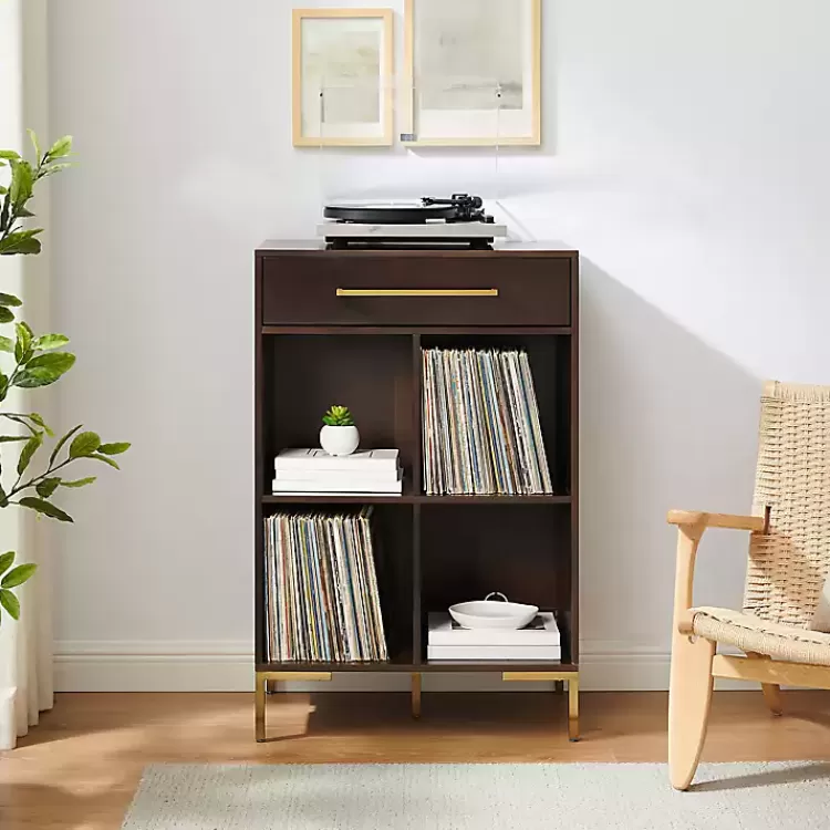 cadence_gold_record_storage_bookcase_5.webp Cadence Gold Record Storage Bookcase>Kirklands Home Flash Sale