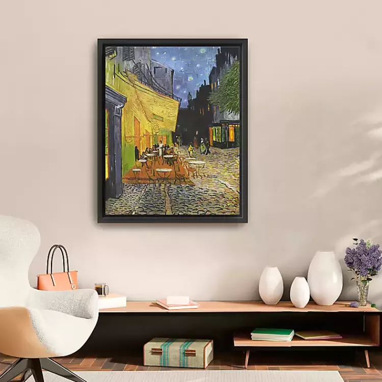 Cafe Terrace at Night Framed Canvas Art Print>Kirklands Home Cheap