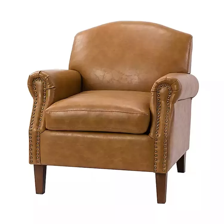 Camel Faux Leather Nailhead Taylor Armchair>Kirklands Home Best