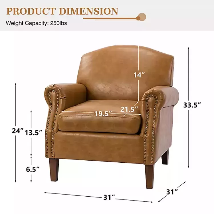 camel_faux_leather_nailhead_taylor_armchair_4.webp Camel Faux Leather Nailhead Taylor Armchair>Kirklands Home Best