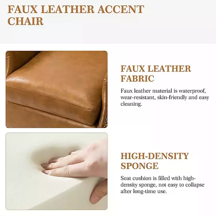 camel_faux_leather_nailhead_taylor_armchair_5.webp Camel Faux Leather Nailhead Taylor Armchair>Kirklands Home Best