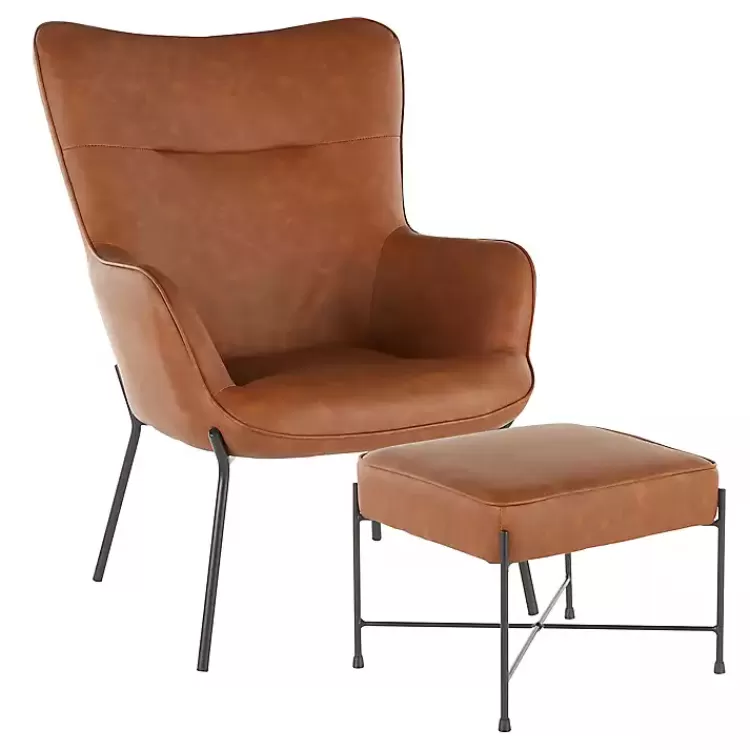 Camel Faux Leather 2-pc. Chair and Ottoman Set>Kirklands Home Best