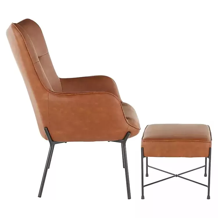 Camel Faux Leather 2-pc. Chair and Ottoman Set>Kirklands Home Best