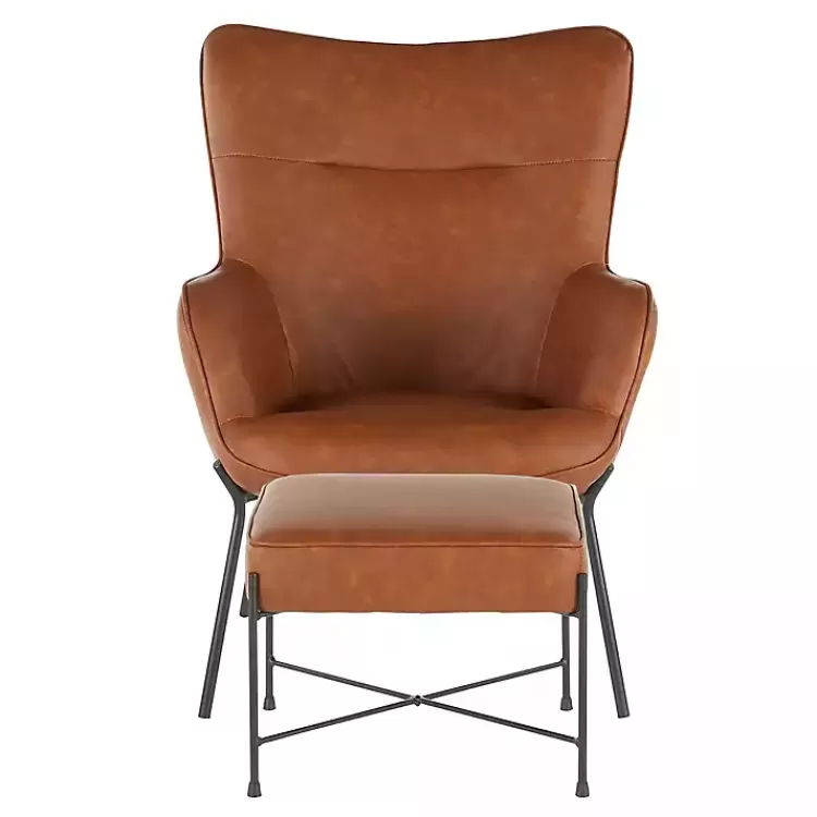 camel_faux_leather_pc_chair_and_ottoman_set_3.webp Camel Faux Leather 2-pc. Chair and Ottoman Set>Kirklands Home Best