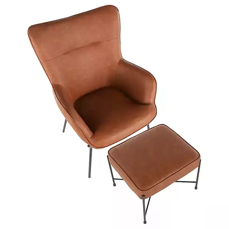 camel_faux_leather_pc_chair_and_ottoman_set_4.webp Camel Faux Leather 2-pc. Chair and Ottoman Set>Kirklands Home Best