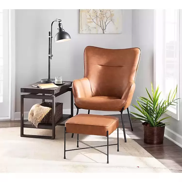 camel_faux_leather_pc_chair_and_ottoman_set_5.webp Camel Faux Leather 2-pc. Chair and Ottoman Set>Kirklands Home Best