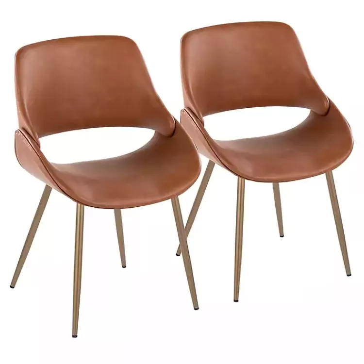 Camel Faux Leather Scooped Accent Chairs, Set of 2>Kirklands Home Store