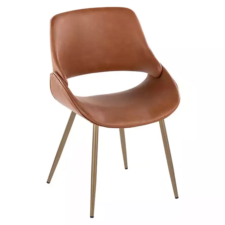 Camel Faux Leather Scooped Accent Chairs, Set of 2>Kirklands Home Store