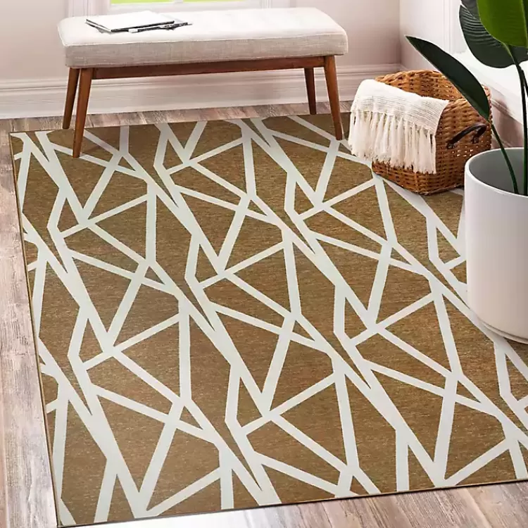 Camel Intersections Washable Area Rug, 5x7>Kirklands Home Best Sale