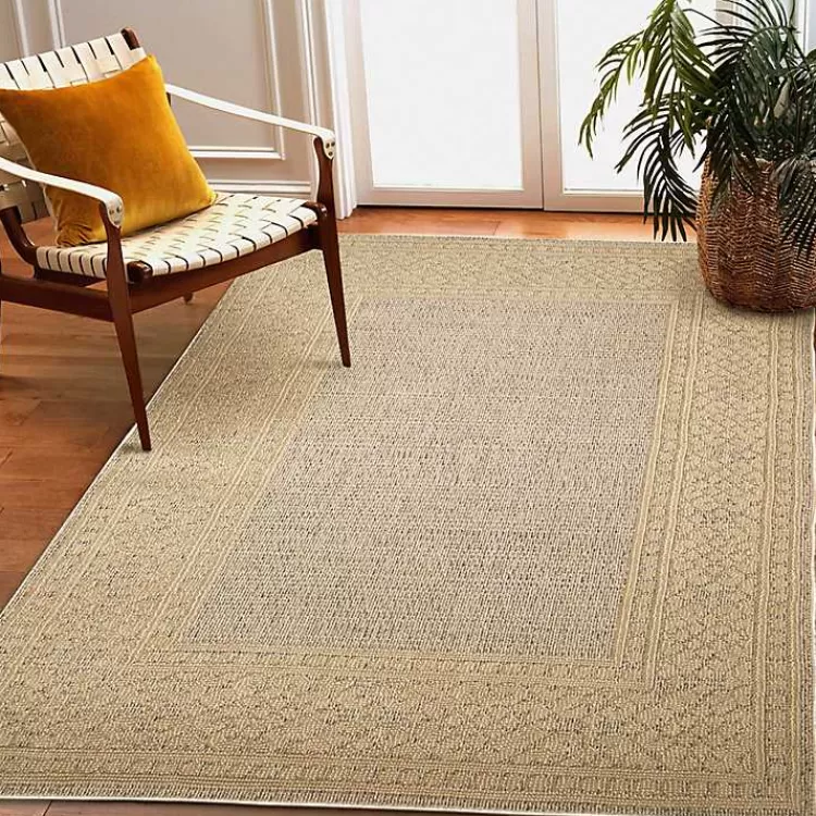 Camel Leopard Border Outdoor Area Rug, 5x7>Kirklands Home Clearance