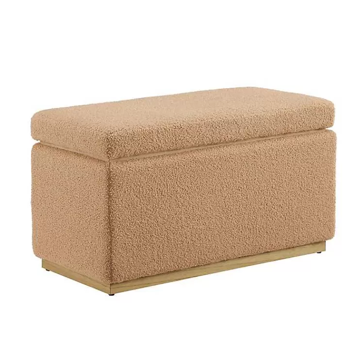 Camel Sherpa & Pine Recgle Storage Ottoman>Kirklands Home Fashion