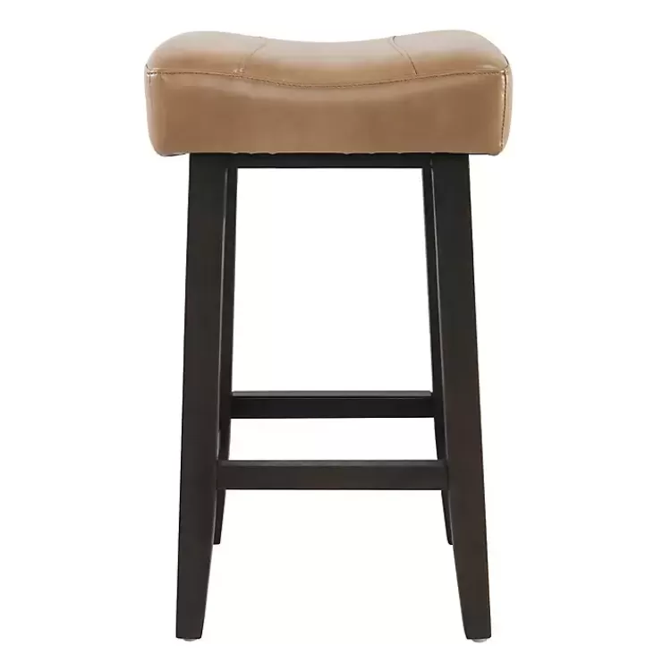 camel_wood_and_leather_backless_stool_2.webp Camel Wood and Leather Backless Stool>Kirklands Home Fashion