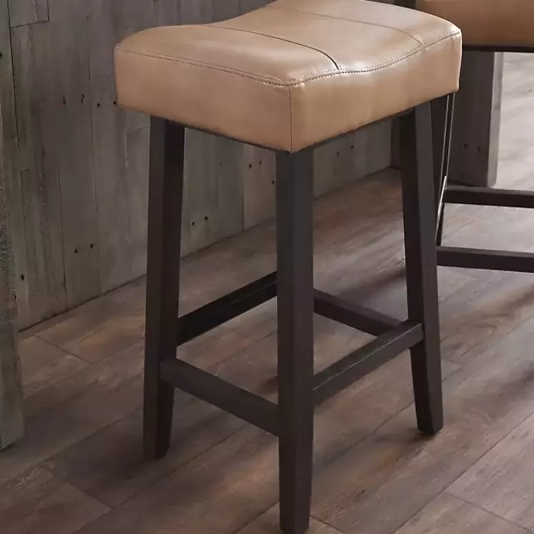 camel_wood_and_leather_backless_stool_3.webp Camel Wood and Leather Backless Stool>Kirklands Home Fashion