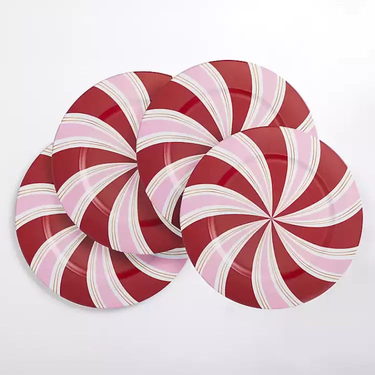 Candy Cane Christmas Chargers, Set of 4>Kirklands Home Best Sale