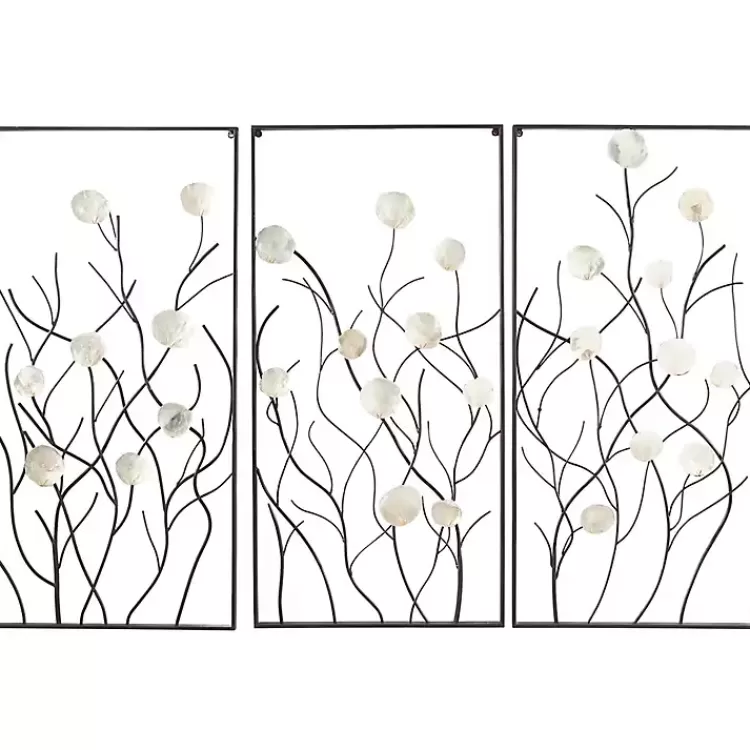 Capiz Flowers Metal Wall Plaques, Set of 3>Kirklands Home Flash Sale
