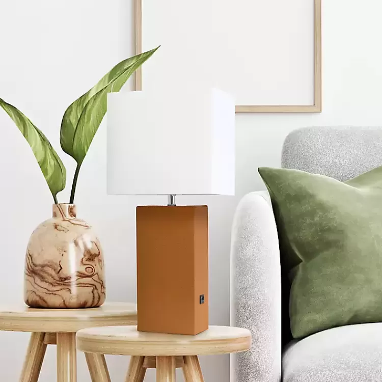 caramel_faux_leather_charging_table_lamp_3.webp Caramel Faux Leather Charging Table Lamp>Kirklands Home Best