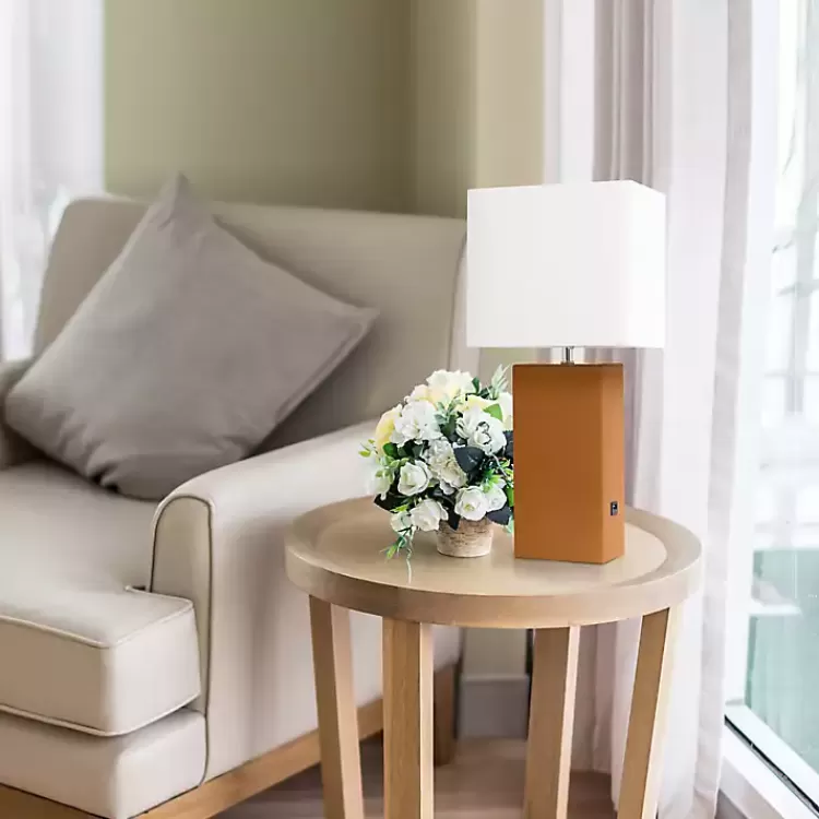 caramel_faux_leather_charging_table_lamp_5.webp Caramel Faux Leather Charging Table Lamp>Kirklands Home Best