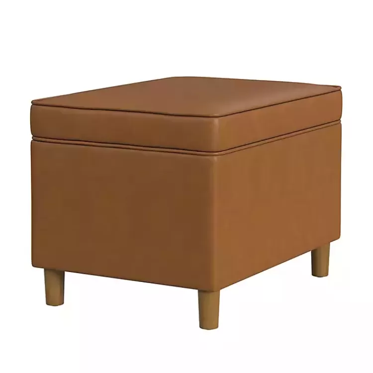 Caramel Faux Leather Storage Ottoman>Kirklands Home Discount