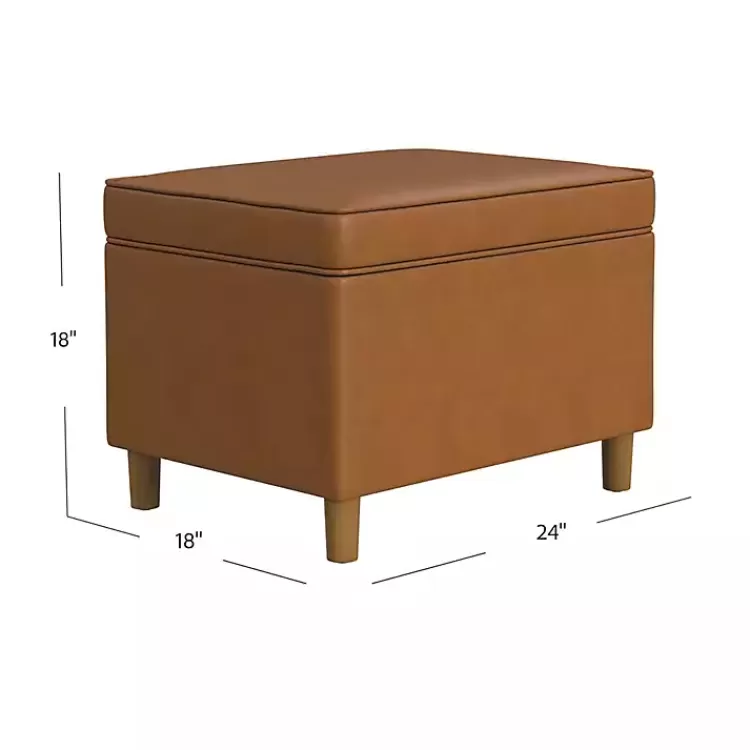Caramel Faux Leather Storage Ottoman>Kirklands Home Discount