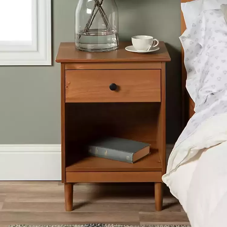 Caramel One-Drawer Wood Nightstand>Kirklands Home Online