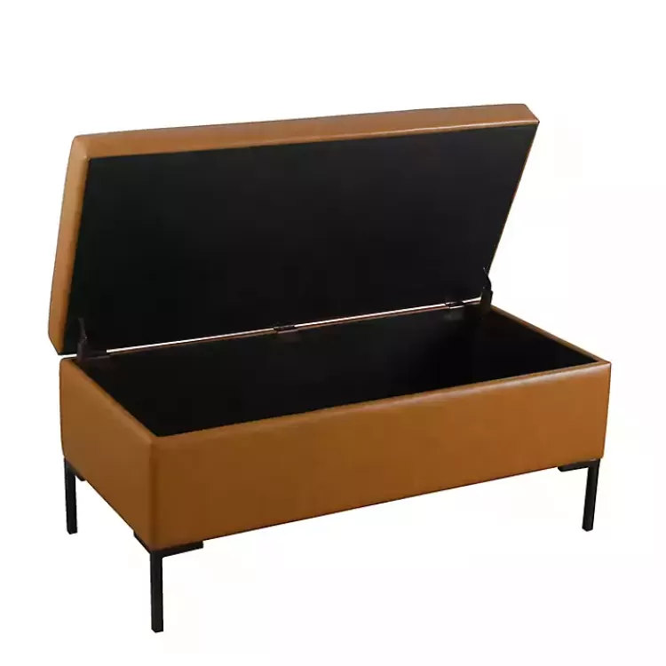 caramel_vegan_leather_storage_bench_3.webp Caramel Vegan Leather Storage Bench>Kirklands Home Store