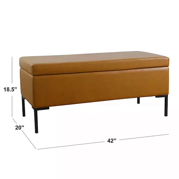 caramel_vegan_leather_storage_bench_5.webp Caramel Vegan Leather Storage Bench>Kirklands Home Store