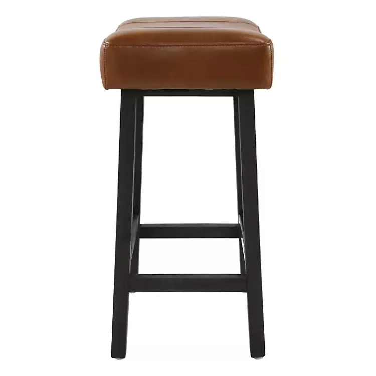 caramel_wood_and_faux_leather_backless_stool_5.webp Caramel Wood and Faux Leather Backless Stool>Kirklands Home Outlet