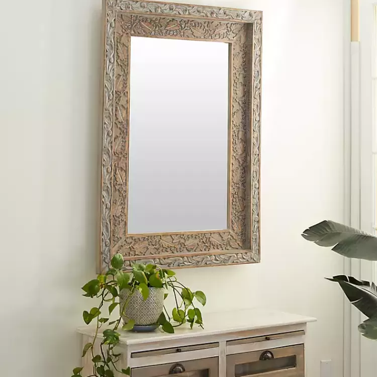 Carved Floral Mango Wood Mirror>Kirklands Home Fashion