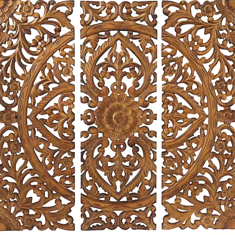 Carved Mahogany 3-pc. Triptych Wall Panels>Kirklands Home Store