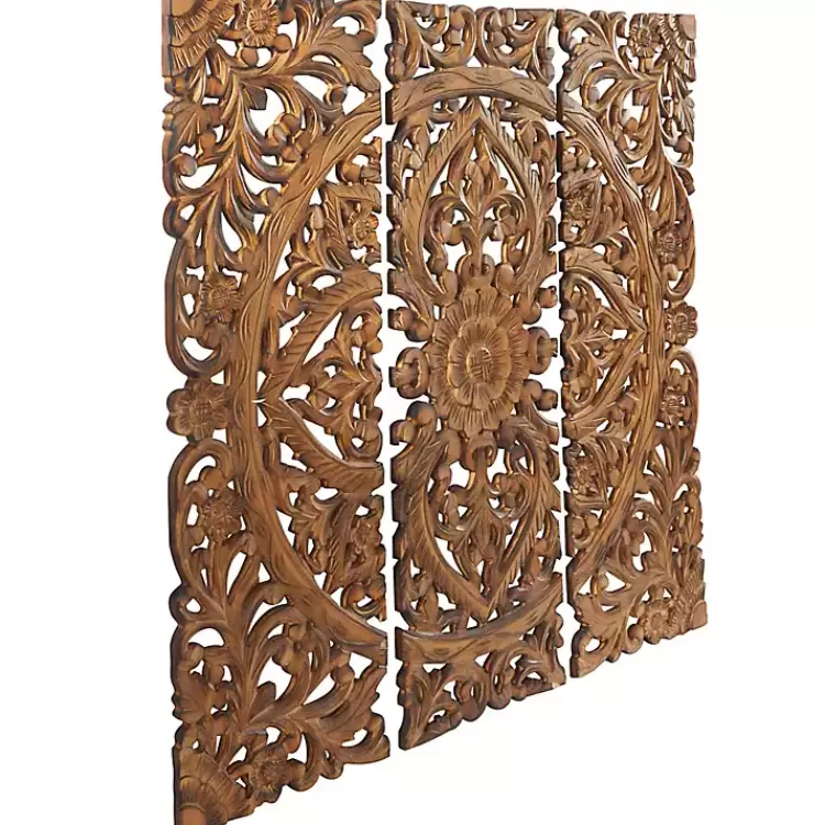 carved_mahogany_pc_triptych_wall_panels_4.webp Carved Mahogany 3-pc. Triptych Wall Panels>Kirklands Home Store