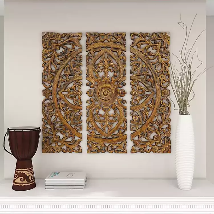 carved_mahogany_pc_triptych_wall_panels_7.webp Carved Mahogany 3-pc. Triptych Wall Panels>Kirklands Home Store